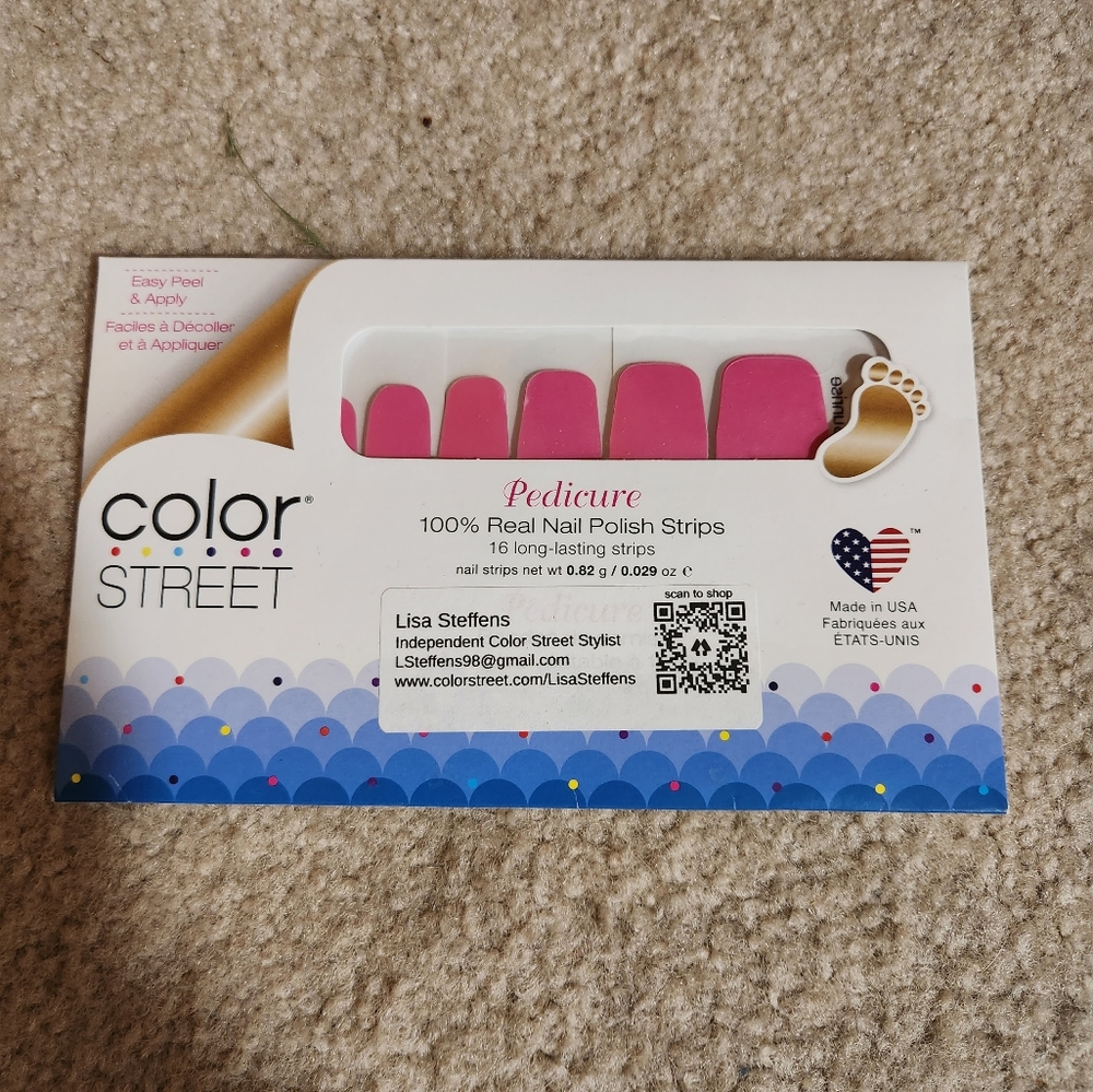 Color Street Strawberry Sunrise Pedicure Nail Strips NWT
